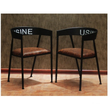 European Wrought Iron Solid Wood Dining Chair, Hotel Soft Mat Chair